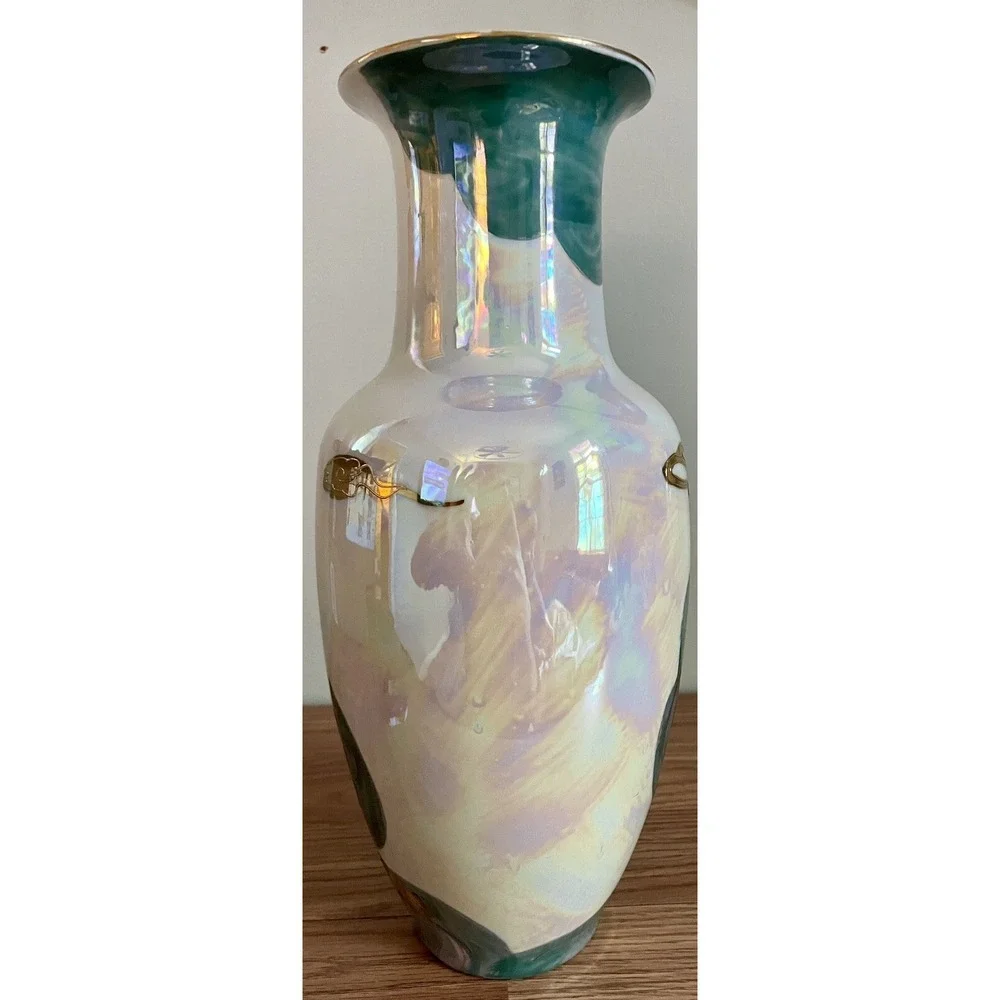 Vintage Aito China Hand Painted Japan Dragon Vase 18K Gold  12